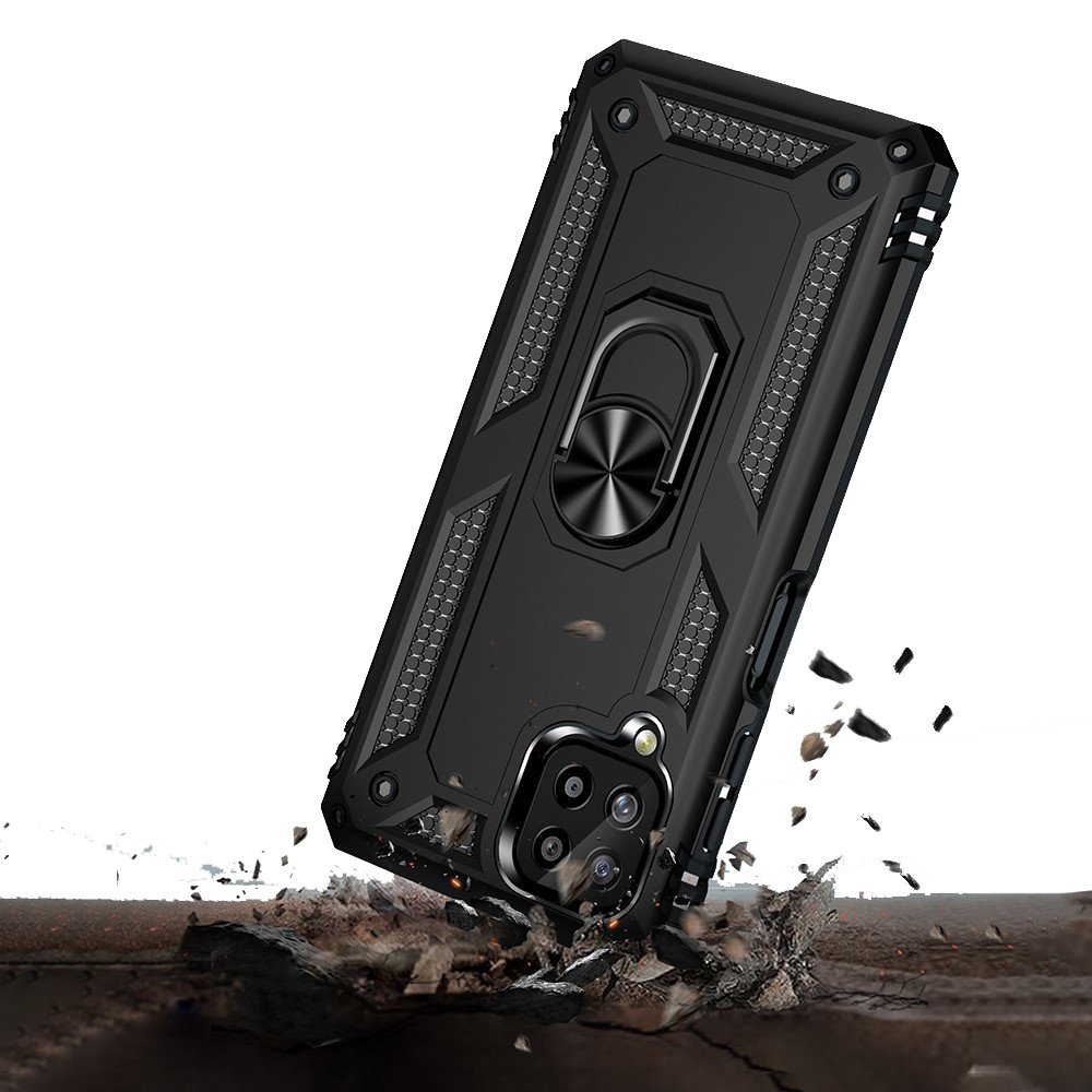 Protectores para celular  para Samsung  A22 4G Funda reforzada con anillo v2 Negro